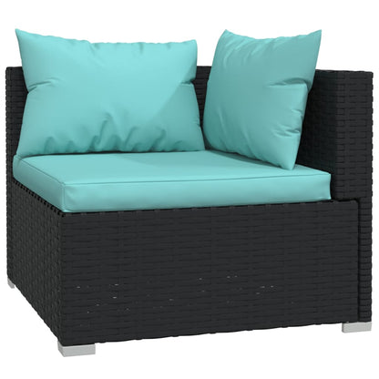 vidaXL Divano a 2 Posti con Cuscini in Polyrattan Nero