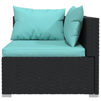 vidaXL Divano a 2 Posti con Cuscini in Polyrattan Nero