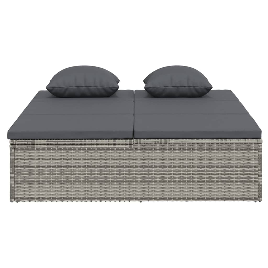 vidaXL Lettino Reclinabile con Cuscini in Polyrattan Grigio Scuro
