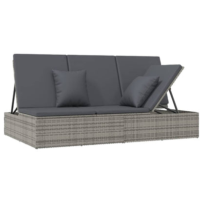 vidaXL Lettino Reclinabile con Cuscini in Polyrattan Grigio Scuro