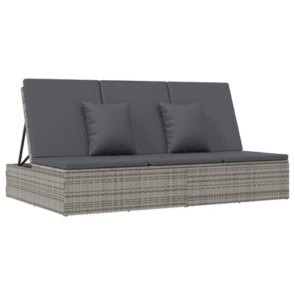 vidaXL Lettino Reclinabile con Cuscini in Polyrattan Grigio Scuro