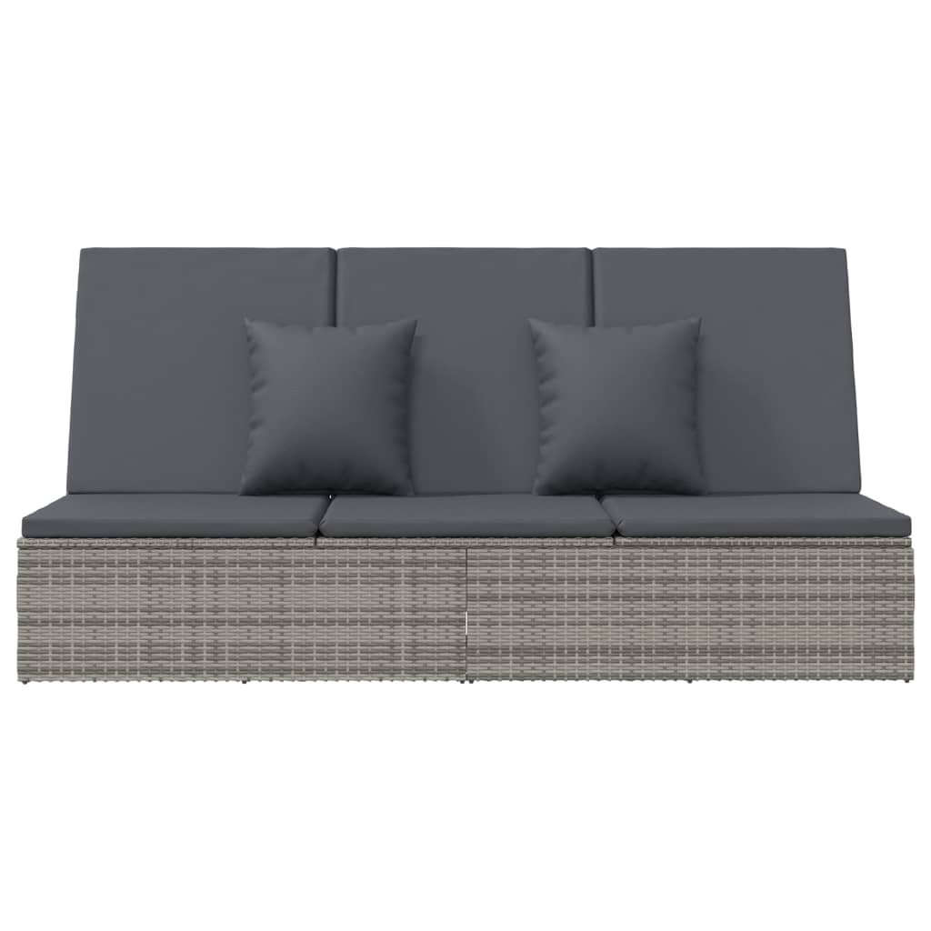 vidaXL Lettino Reclinabile con Cuscini in Polyrattan Grigio Scuro