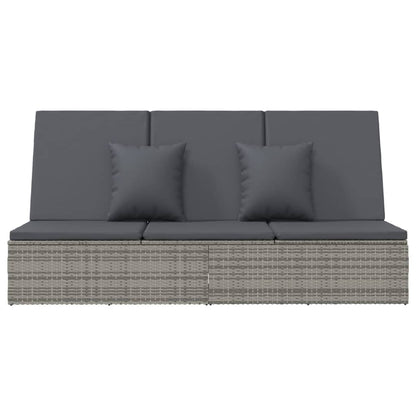 vidaXL Lettino Reclinabile con Cuscini in Polyrattan Grigio Scuro