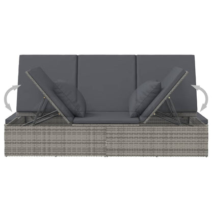 vidaXL Lettino Reclinabile con Cuscini in Polyrattan Grigio Scuro