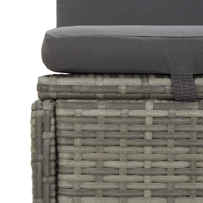 vidaXL Lettino Reclinabile con Cuscini in Polyrattan Grigio Scuro