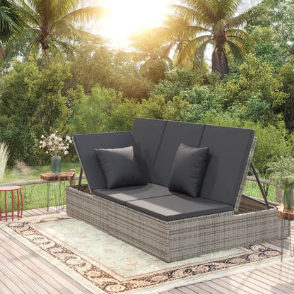vidaXL Lettino Reclinabile con Cuscini in Polyrattan Grigio Scuro