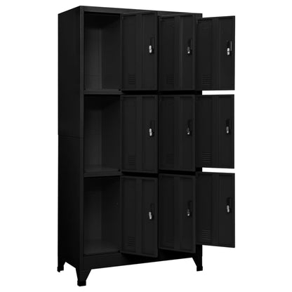 vidaXL Armadietto con Serratura Nero 90x45x180 cm in Acciaio