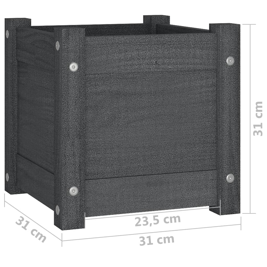 vidaXL Fioriera da Giardino Grigia 31x31x31 cm Legno Massello di Pino