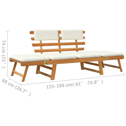vidaXL Panca da Giardino con Cuscini 2-in-1 190 cm in Legno di Acacia