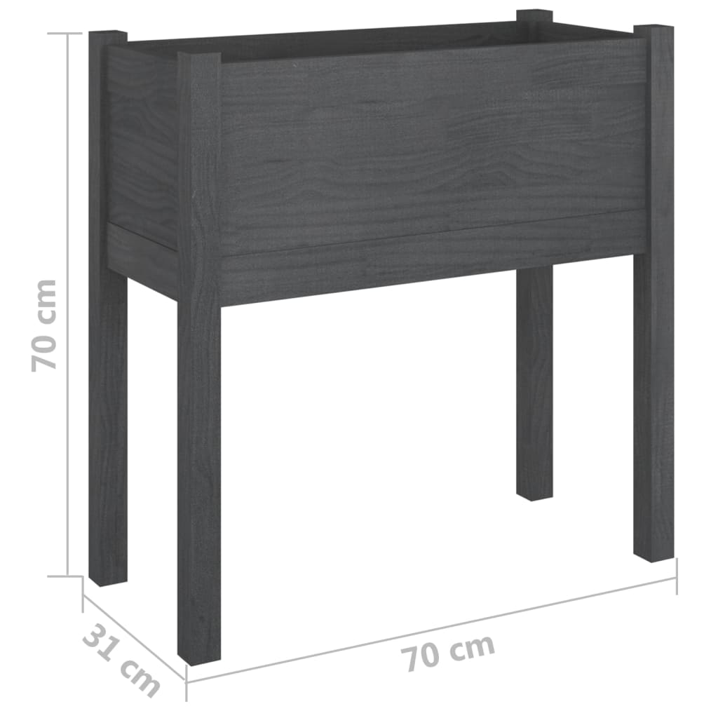 vidaXL Fioriera da Giardino Grigia 70x31x70 cm Legno Massello di Pino