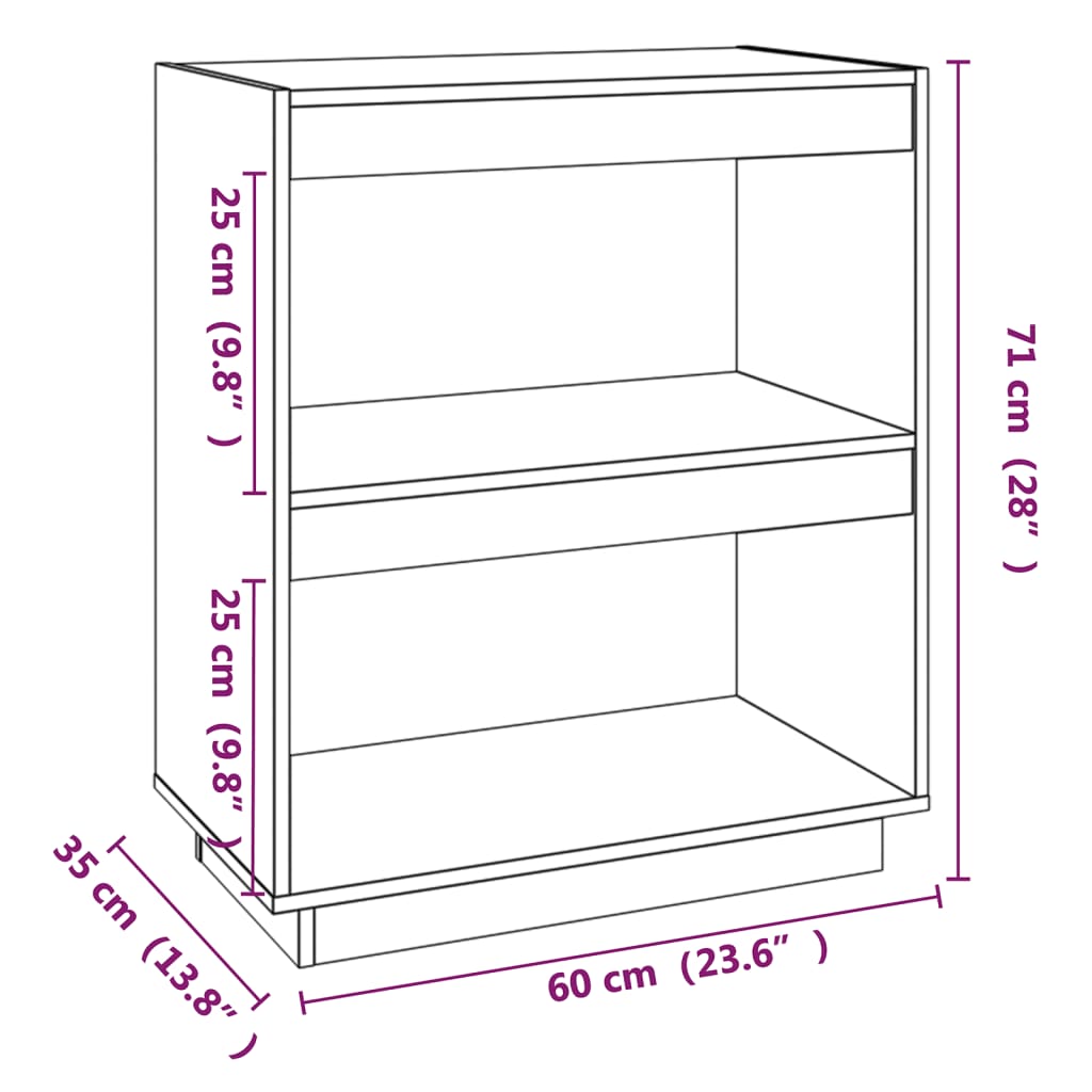 vidaXL Libreria 60x35x71 cm in Legno Massello di Pino