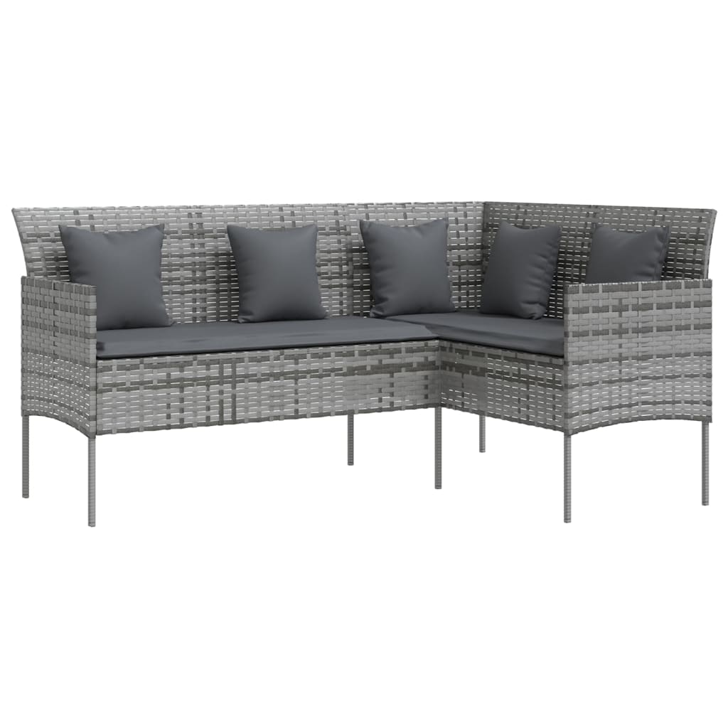 vidaXL Divano a Forma di L con Cuscini in Polyrattan Grigio