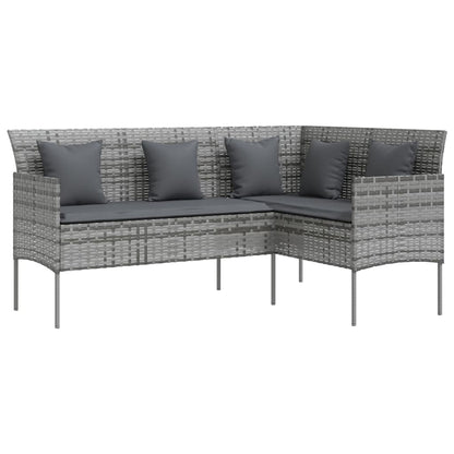 vidaXL Divano a Forma di L con Cuscini in Polyrattan Grigio