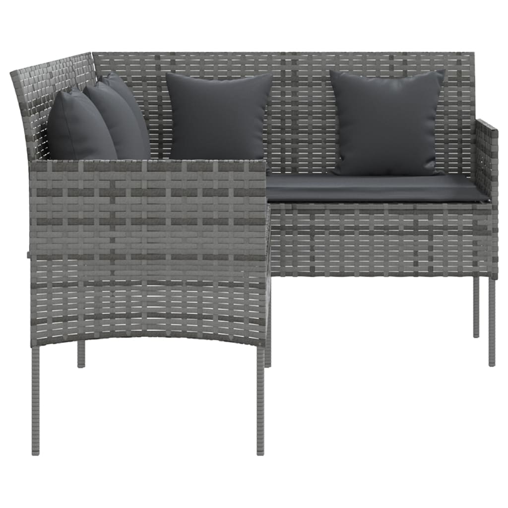 vidaXL Divano a Forma di L con Cuscini in Polyrattan Grigio