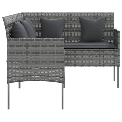 vidaXL Divano a Forma di L con Cuscini in Polyrattan Grigio
