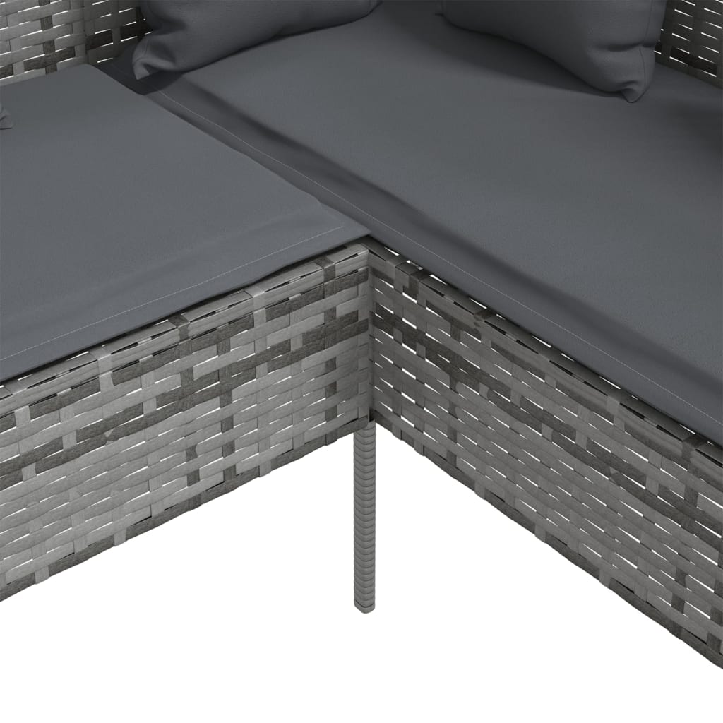 vidaXL Divano a Forma di L con Cuscini in Polyrattan Grigio