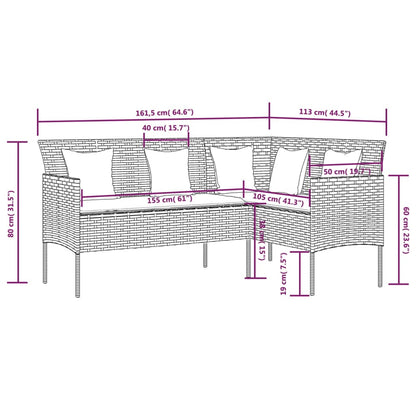 vidaXL Divano a Forma di L con Cuscini in Polyrattan Grigio