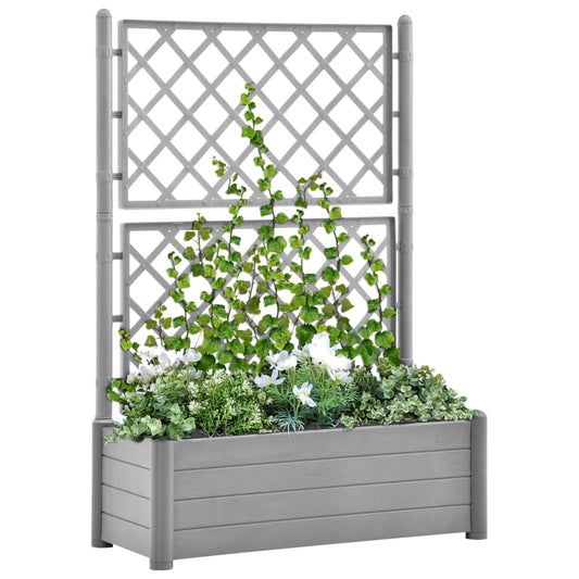 vidaXL Fioriera da Giardino e Graticcio 100x43x142 cm PP Grigio Pietra VIDAXL