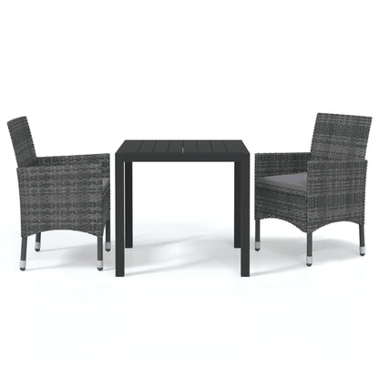 vidaXL Set da Pranzo per Giardino 3 pz con Cuscini Polyrattan Grigio