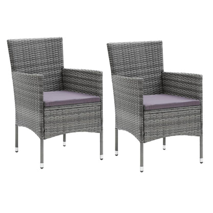 vidaXL Set da Pranzo per Giardino 3 pz con Cuscini Polyrattan Grigio