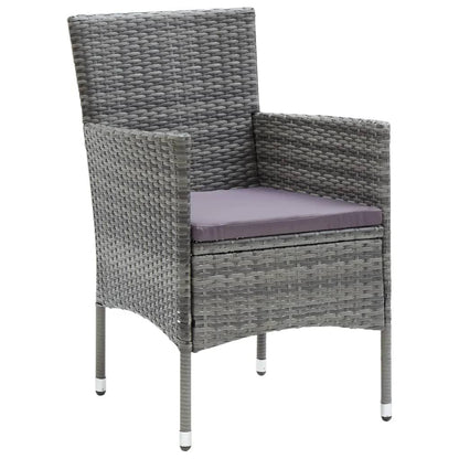 vidaXL Set da Pranzo per Giardino 3 pz con Cuscini Polyrattan Grigio
