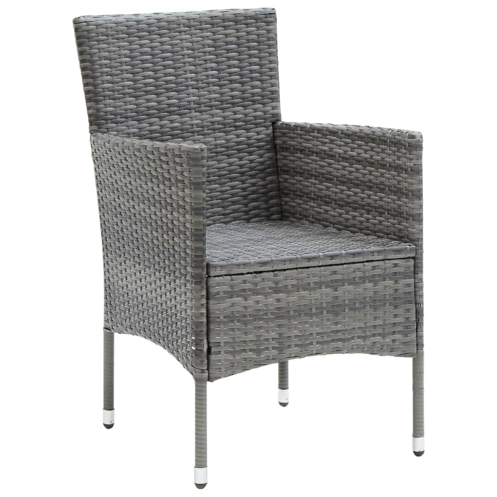 vidaXL Set da Pranzo per Giardino 3 pz con Cuscini Polyrattan Grigio