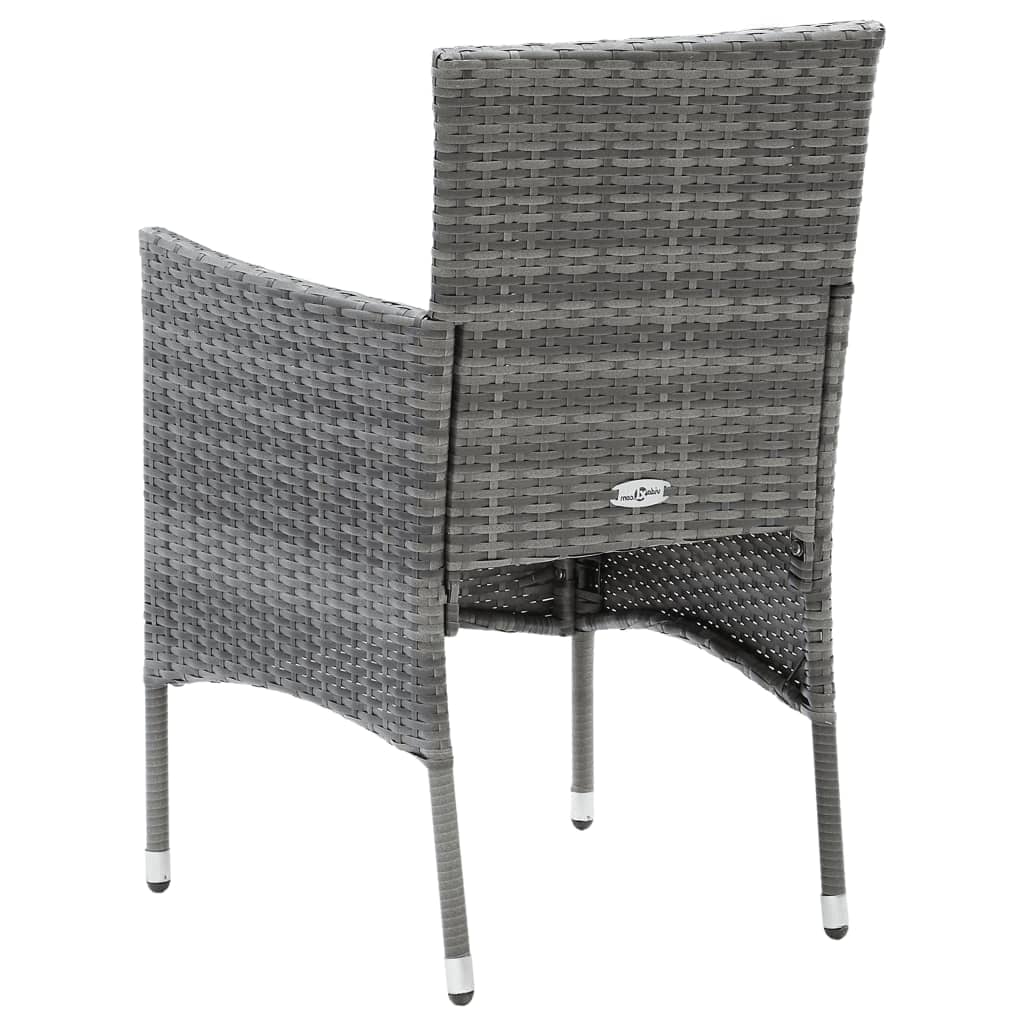 vidaXL Set da Pranzo per Giardino 3 pz con Cuscini Polyrattan Grigio