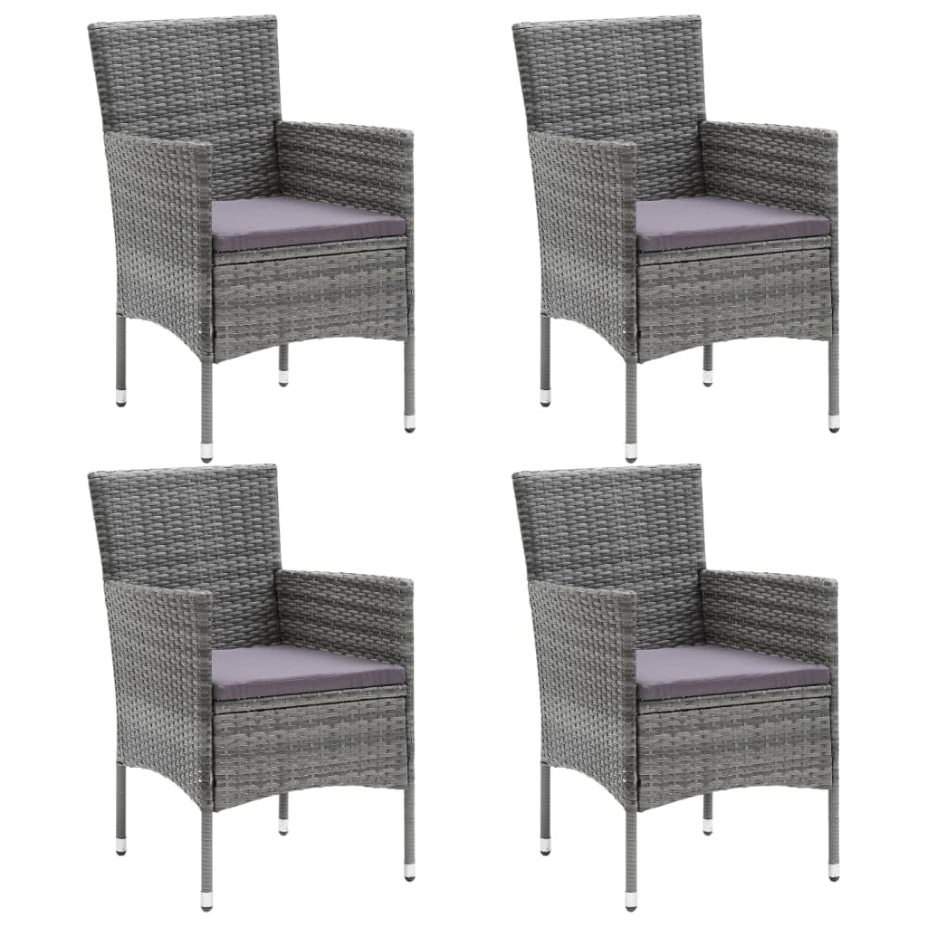 vidaXL Set da Pranzo per Giardino 5 pz con Cuscini Polyrattan Grigio