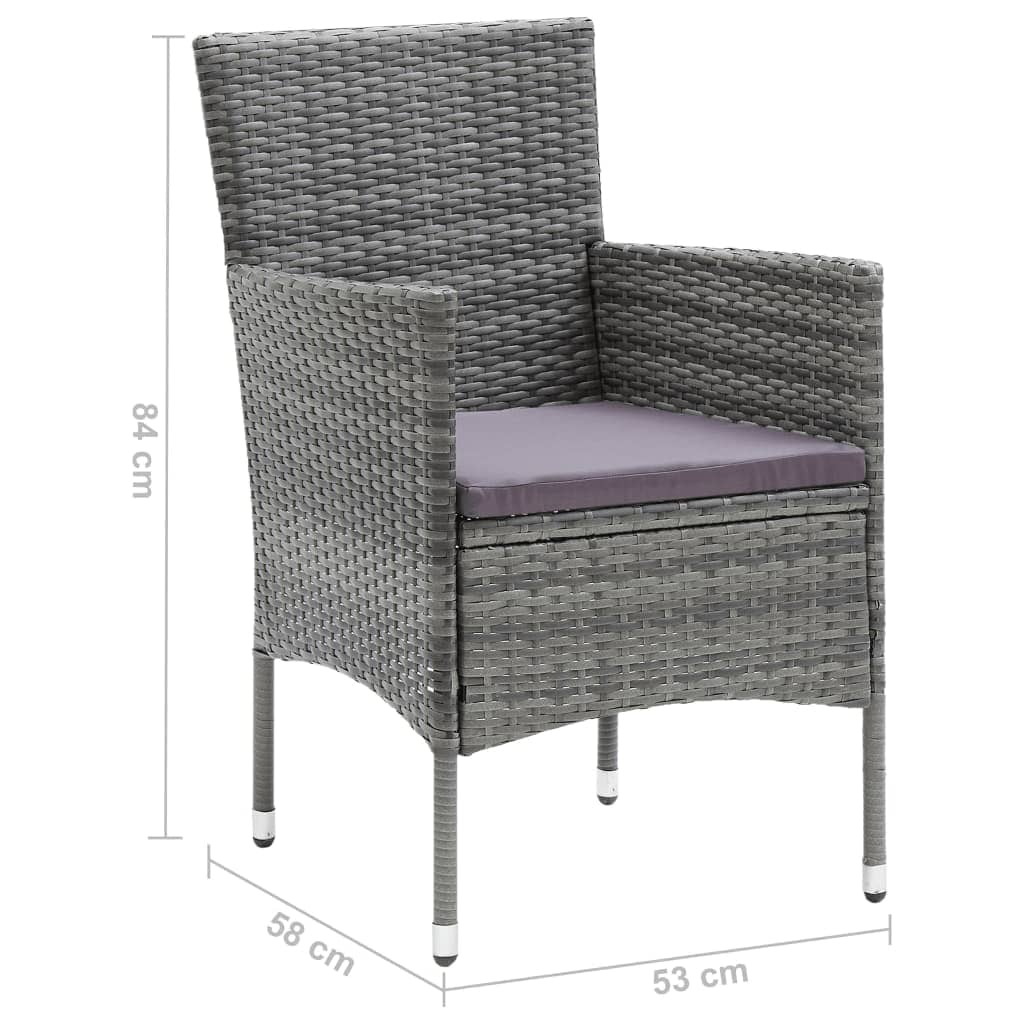 vidaXL Set da Pranzo per Giardino 5 pz con Cuscini Polyrattan Grigio