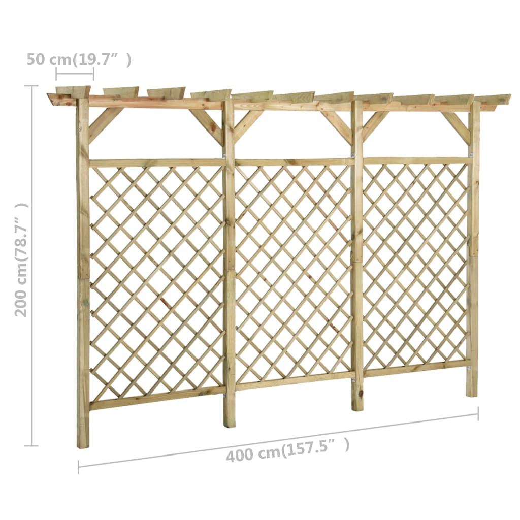 vidaXL Recinzione a Traliccio con Pergolato 300x50x200cm Legno di Pino