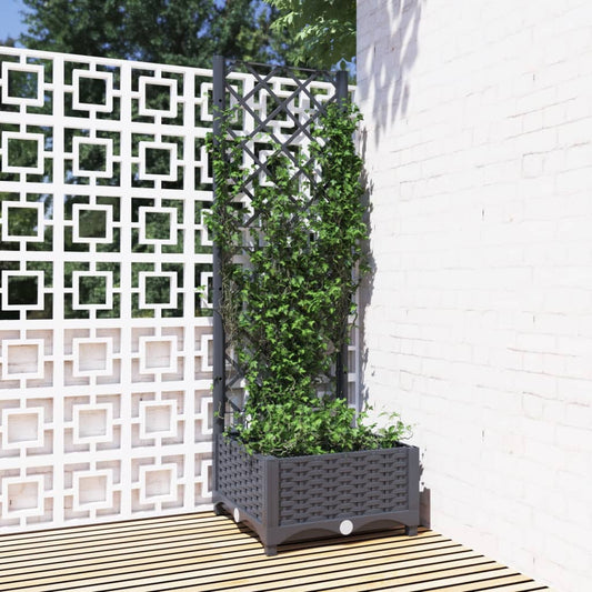 vidaXL Fioriera da Giardino e Graticcio Grigio Blu 40x40x121,5 cm PP