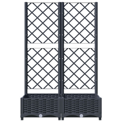 vidaXL Fioriera da Giardino e Graticcio Grigio Blu 80x40x121,5 cm PP VIDAXL