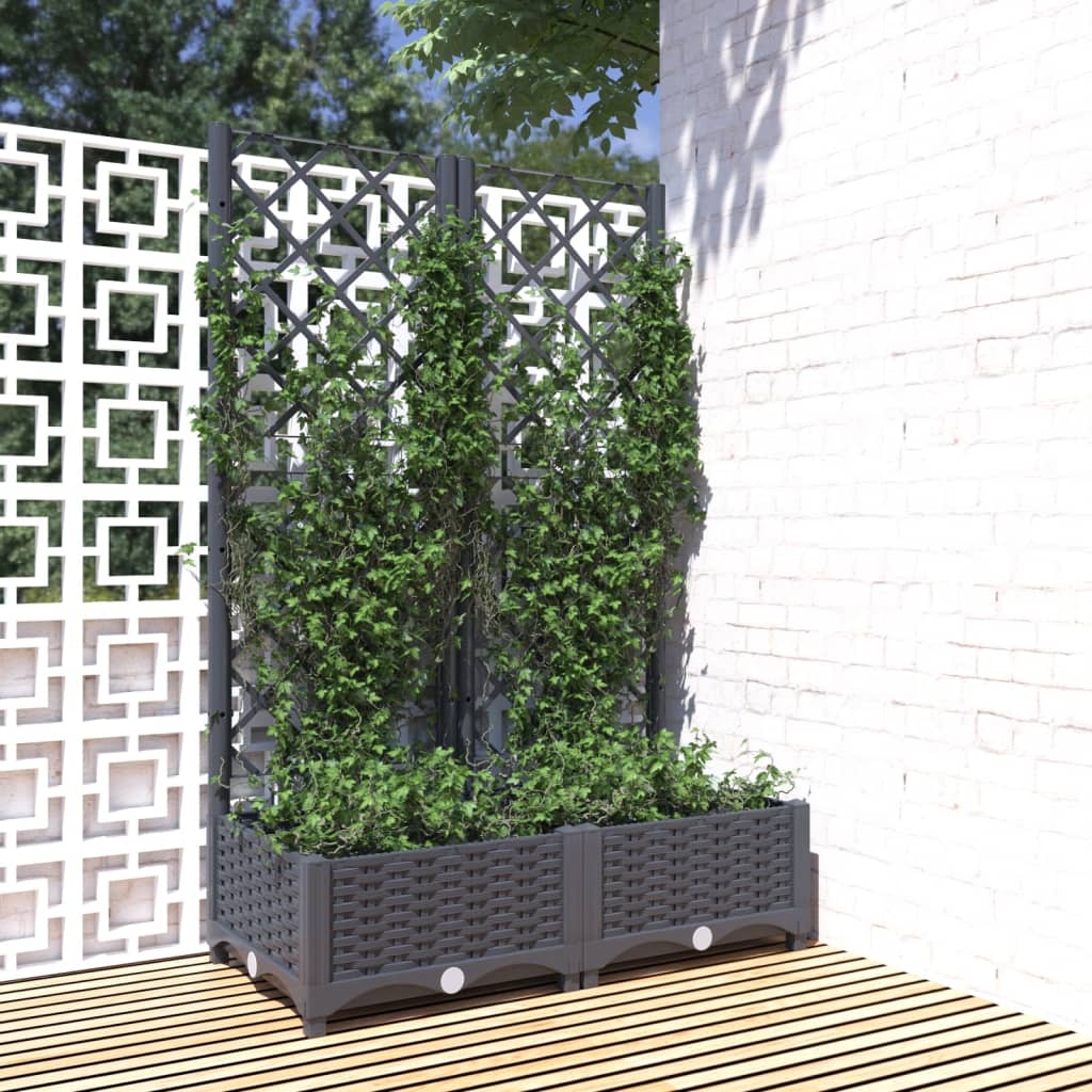 vidaXL Fioriera da Giardino e Graticcio Grigio Blu 80x40x121,5 cm PP VIDAXL