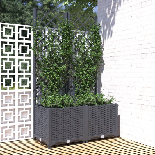 vidaXL Fioriera da Giardino con Graticcio Grigio Blu 80x40x136 cm PP