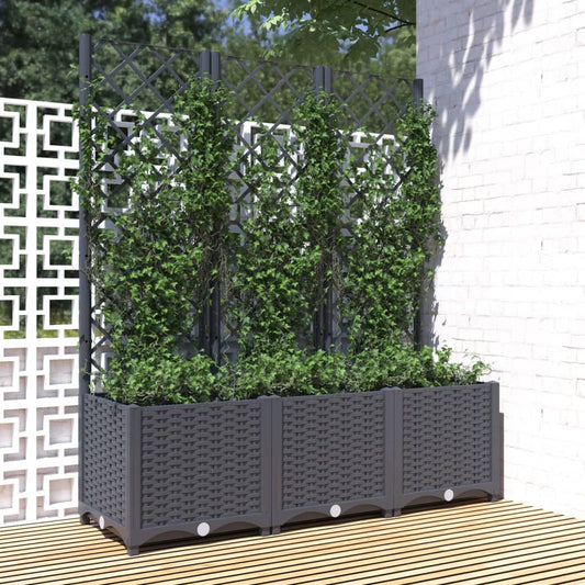 vidaXL Fioriera da Giardino con Graticcio Grigio Blu 120x40x136 cm PP