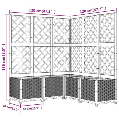 vidaXL Fioriera da Giardino Graticcio Grigio Blu 120x120x136cm PP