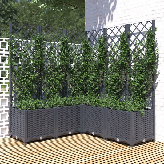 vidaXL Fioriera da Giardino Graticcio Grigio Blu 120x120x136cm PP