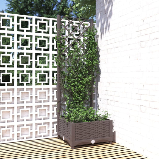 vidaXL Fioriera da Giardino con Graticcio Marrone 40x40x121,5 cm in PP VIDAXL