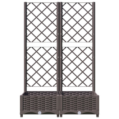 vidaXL Fioriera da Giardino con Graticcio Marrone 80x40x121,5 cm in PP