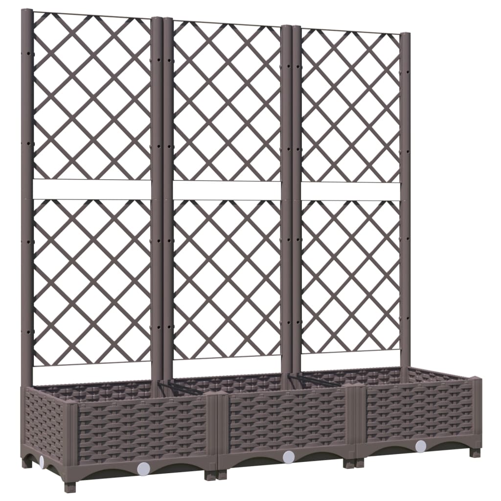 vidaXL Fioriera da Giardino con Graticcio Marrone 120x40x121,5cm in PP