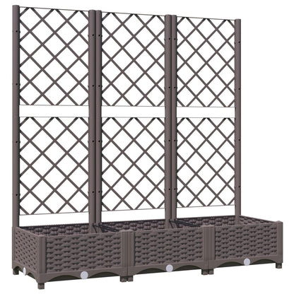 vidaXL Fioriera da Giardino con Graticcio Marrone 120x40x121,5cm in PP