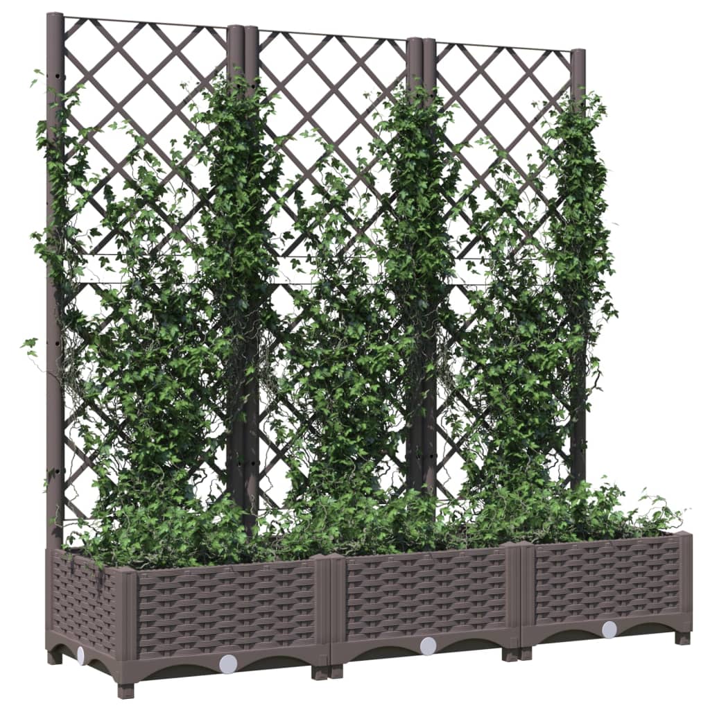 vidaXL Fioriera da Giardino con Graticcio Marrone 120x40x121,5cm in PP