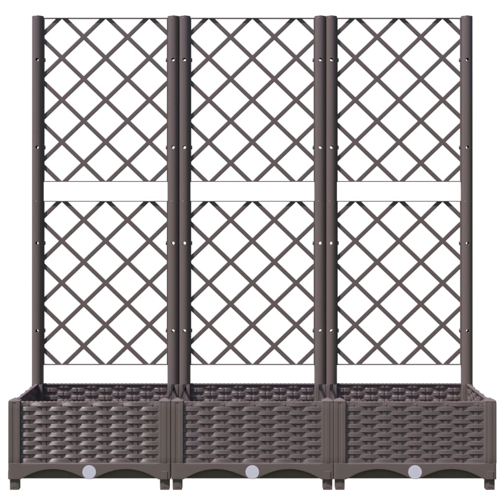 vidaXL Fioriera da Giardino con Graticcio Marrone 120x40x121,5cm in PP