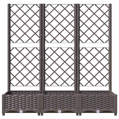 vidaXL Fioriera da Giardino con Graticcio Marrone 120x40x121,5cm in PP