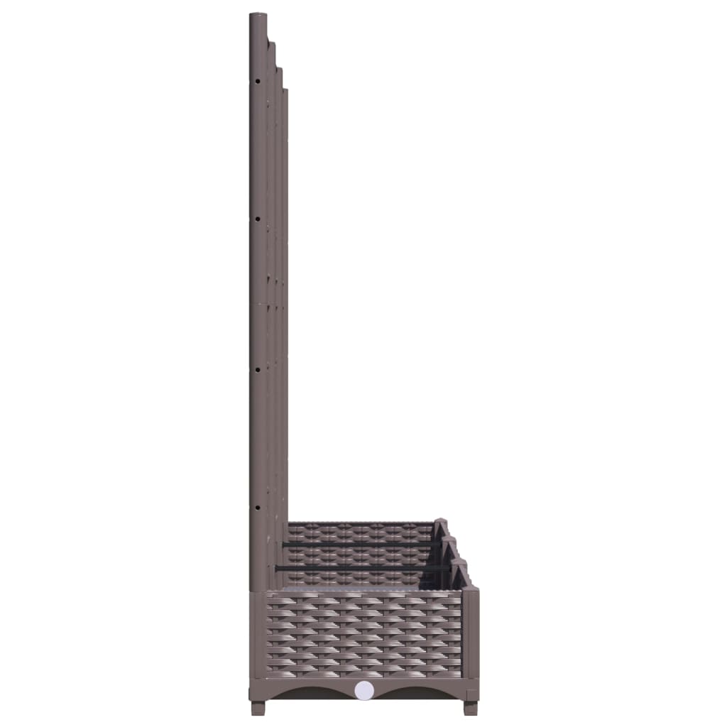 vidaXL Fioriera da Giardino con Graticcio Marrone 120x40x121,5cm in PP