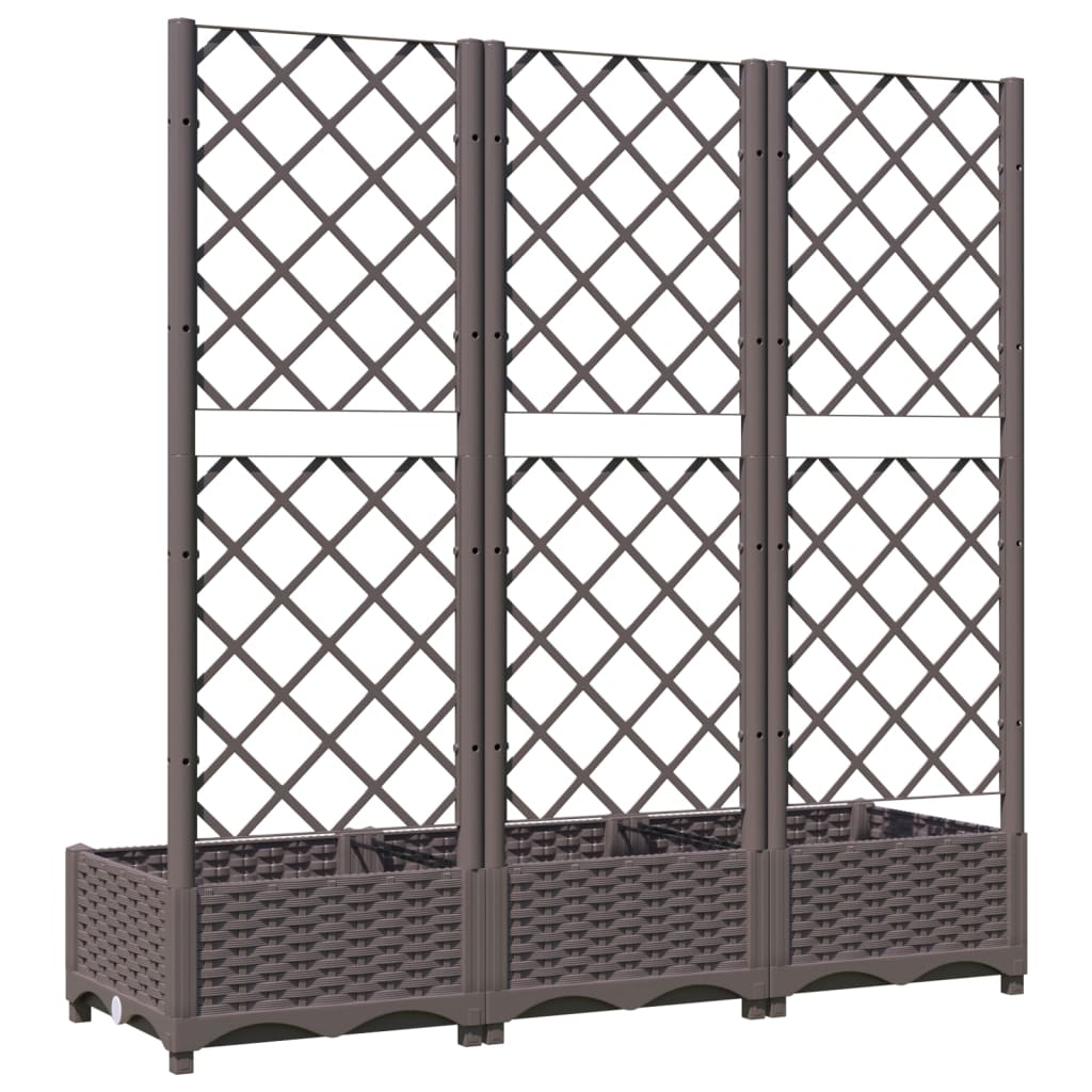 vidaXL Fioriera da Giardino con Graticcio Marrone 120x40x121,5cm in PP