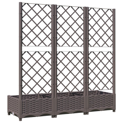 vidaXL Fioriera da Giardino con Graticcio Marrone 120x40x121,5cm in PP