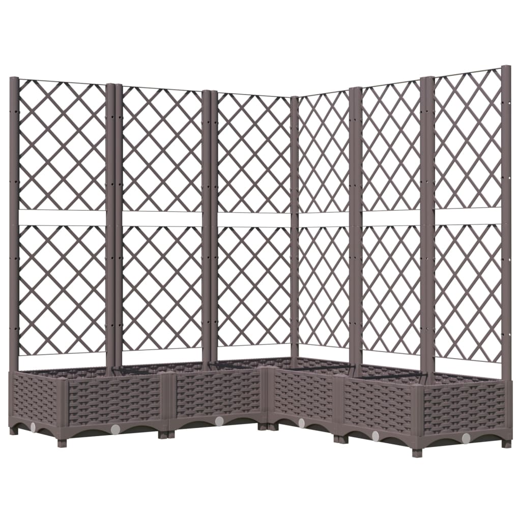 vidaXL Fioriera da Giardino e Graticcio Marrone 120x120x121,5 cm in PP VIDAXL