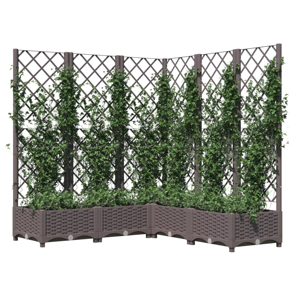vidaXL Fioriera da Giardino e Graticcio Marrone 120x120x121,5 cm in PP VIDAXL