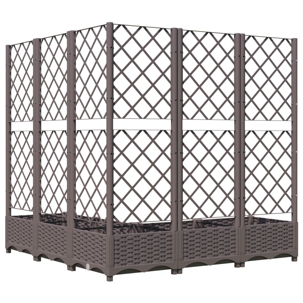 vidaXL Fioriera da Giardino e Graticcio Marrone 120x120x121,5 cm in PP VIDAXL